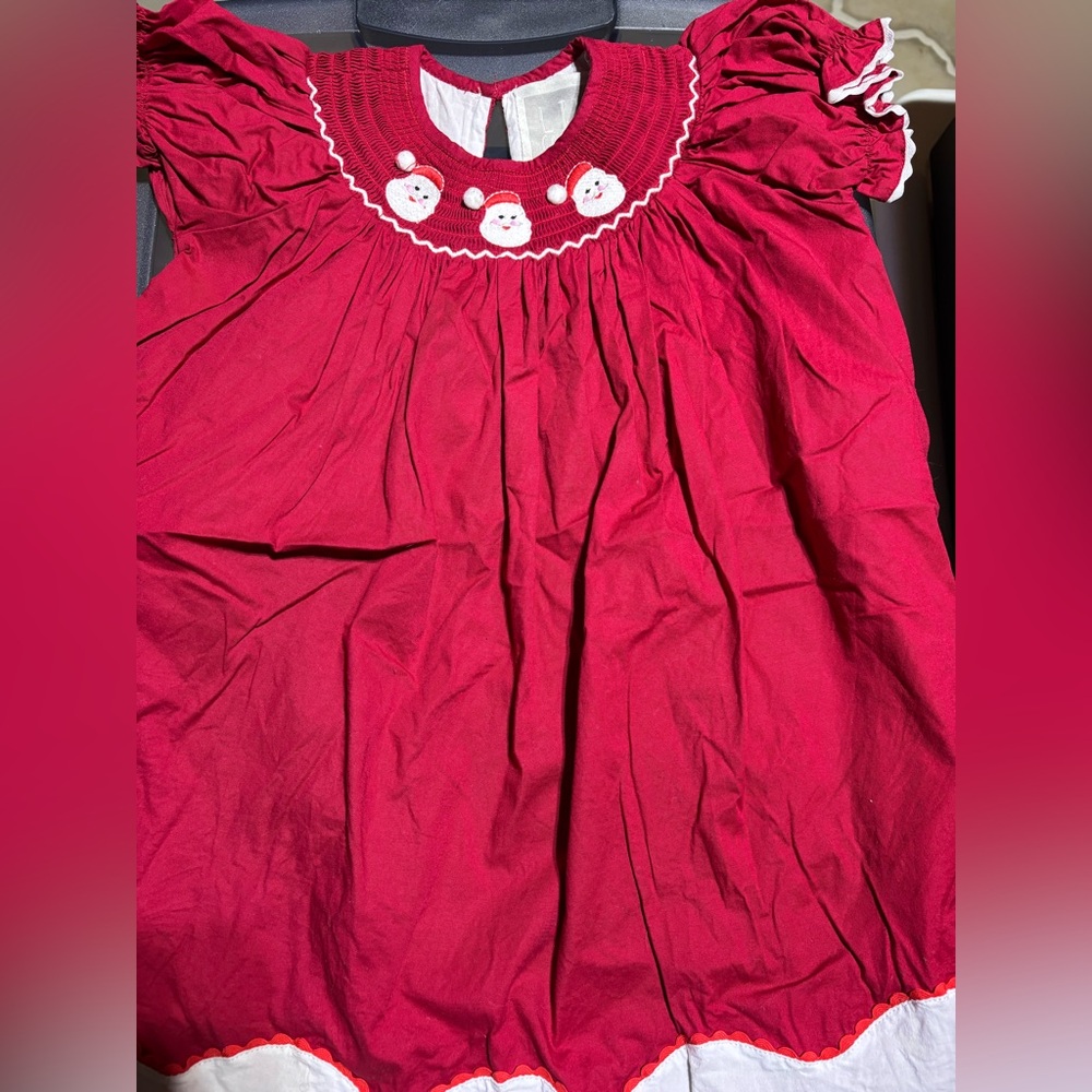 Lil Cactus Red Santa Smocked Dress
